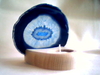Achatplatte (blau/klein) mit Holzständer u. Teelicht