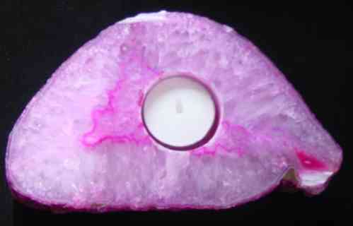 Achat Teelichthalter rosa gefärbt Einzelstück 2